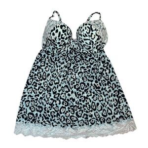 Victoria's Secret Pink Blush lace on Leopard print Chemise, Push Up Cups, 36D